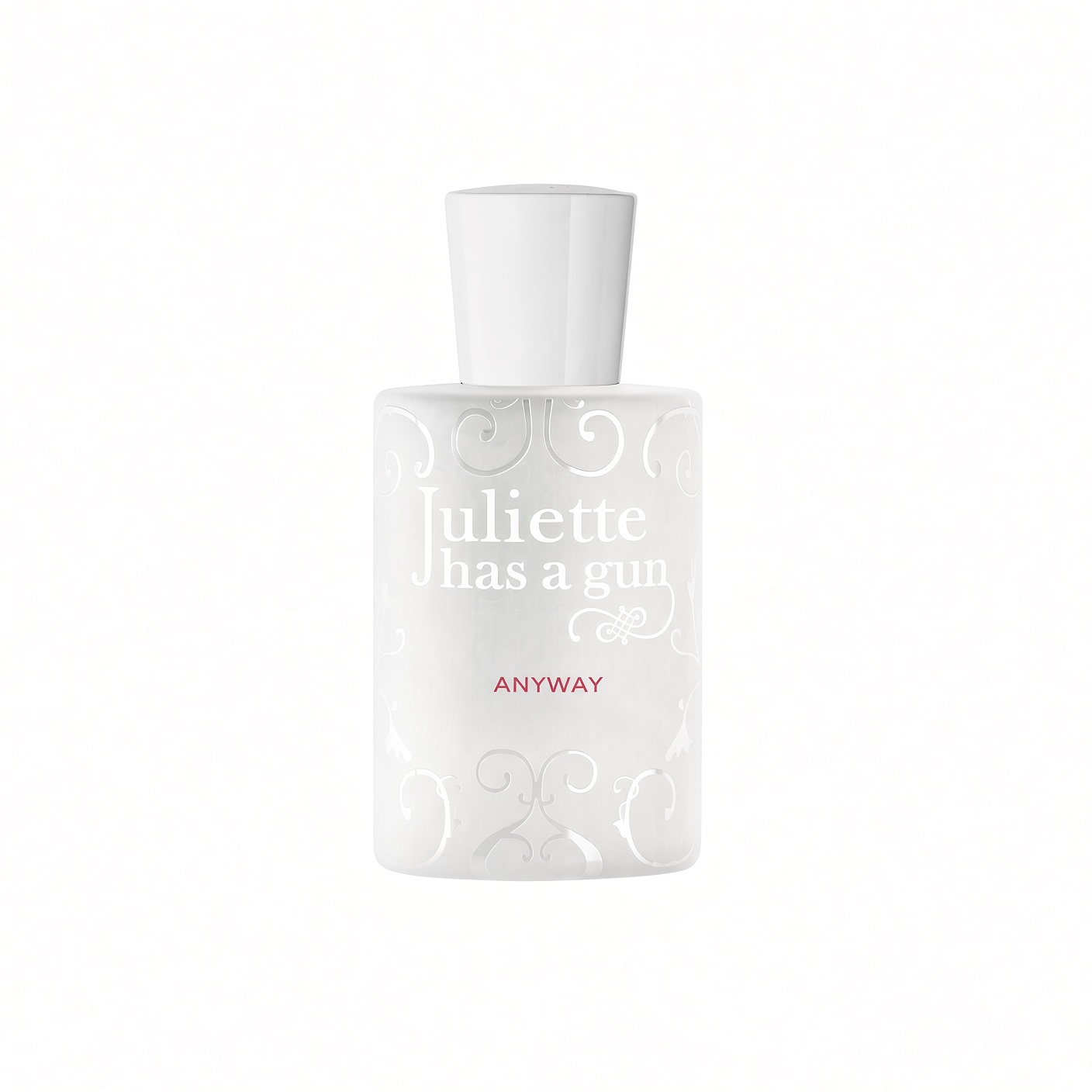 Juliette Has a Gun Anyway Eau de Parfum witte fles met rode tekst op witte achtergrond