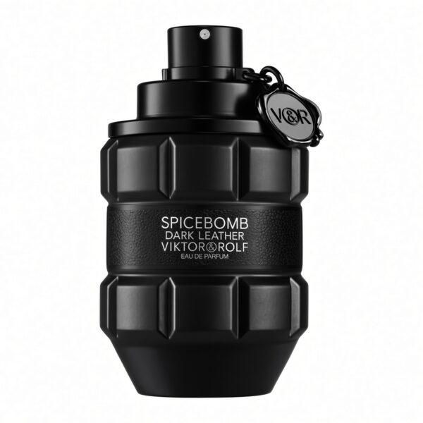 Viktor&Rolf Spicebomb Dark Leather Eau de Parfum zwarte granaatvormige fles op witte achtergrond