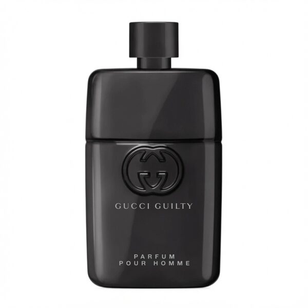 Gucci Guilty Parfum Pour Homme donkere fles met GG logo op witte achtergrond