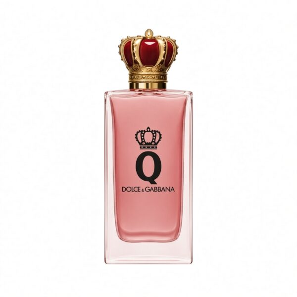 Dolce & Gabbana Q Eau de Parfum roze fles met kroon dop op witte achtergrond