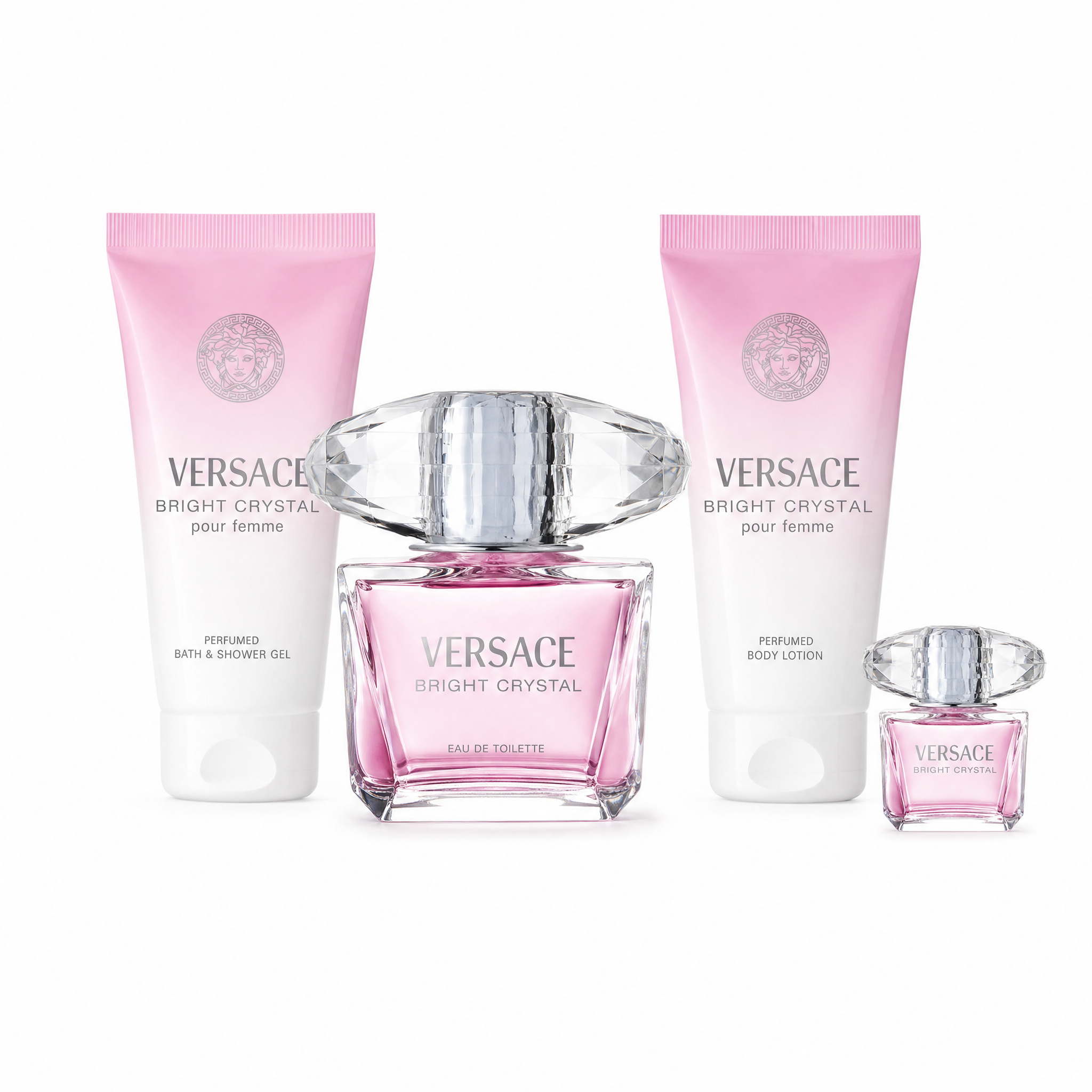 VERSACE BRIGHT CRYSTAL SET Eau De Toilet 90 ML + B/L 100 ML + S/G 100 ML + MINI