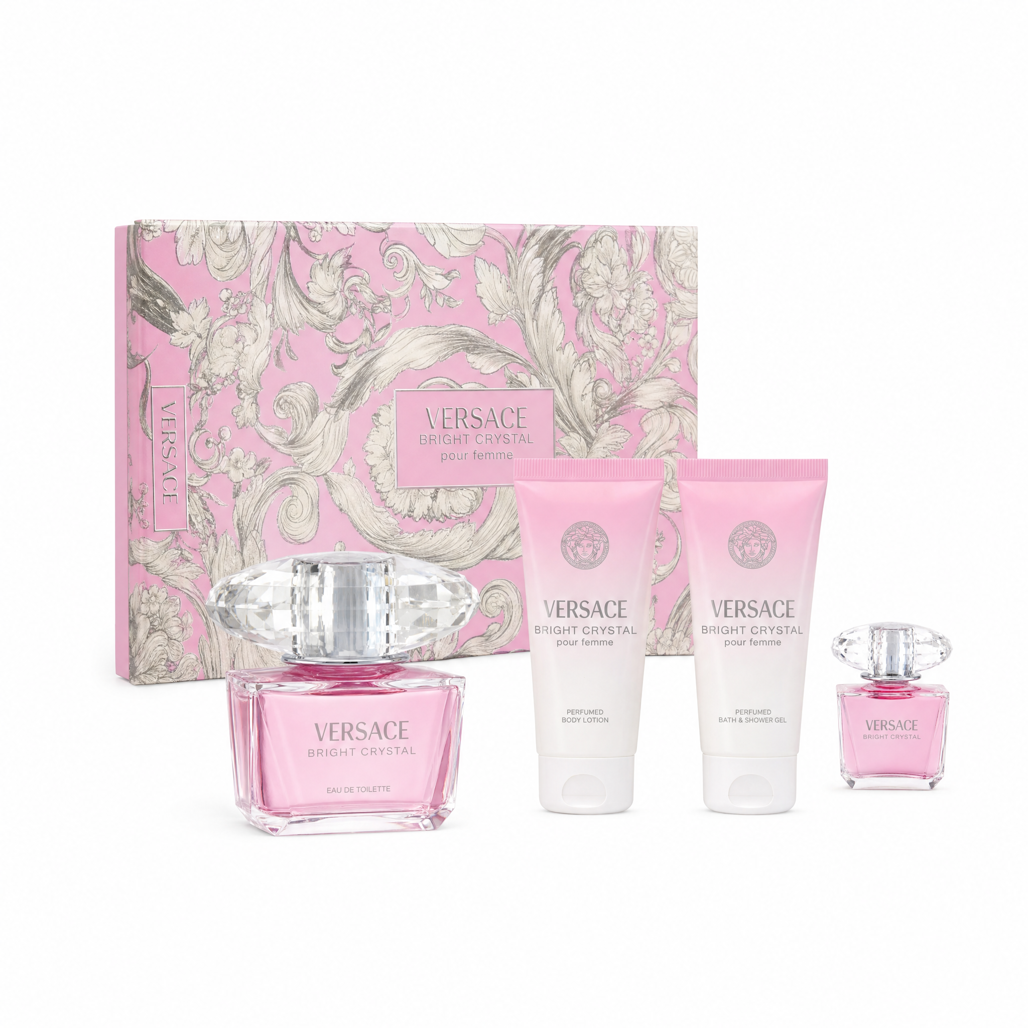 VERSACE BRIGHT CRYSTAL SET Eau De Toilet 90 ML + B/L 100 ML + S/G 100 ML + MINI - Afbeelding 2