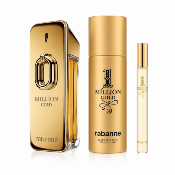 Rabanne Million Gold Eau de Parfum Intense 100 ml + 1 Million Eau de Toilette Mini 10 ml + Deodorant Spray 150 ml - heren parfum geschenkset