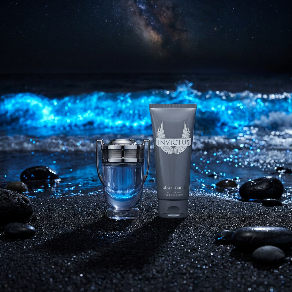 Rabanne Invictus EDT 100 ml + gift set for Body & Hair 100 ml - Afbeelding 4